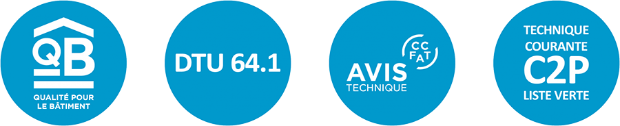 Logo des normes QB, DTU 64.1, Avis technique, C2P